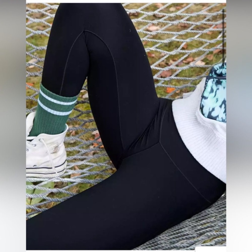 Nylon Black Semi Satin Compression High-Waist Skinny Leggings Plus 1X